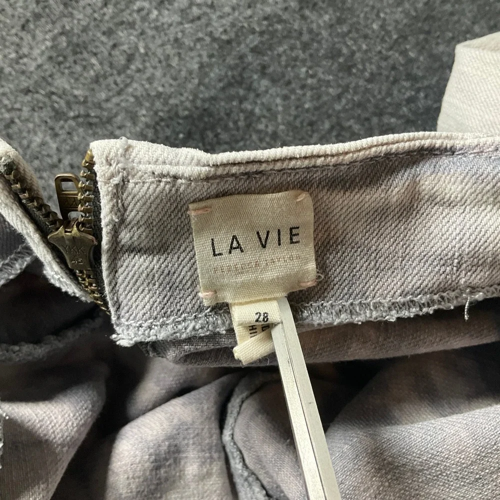 La Vie Rebecca Taylor Skirt Women 28 Grey Denim Belted Utility Mini Classic Boho